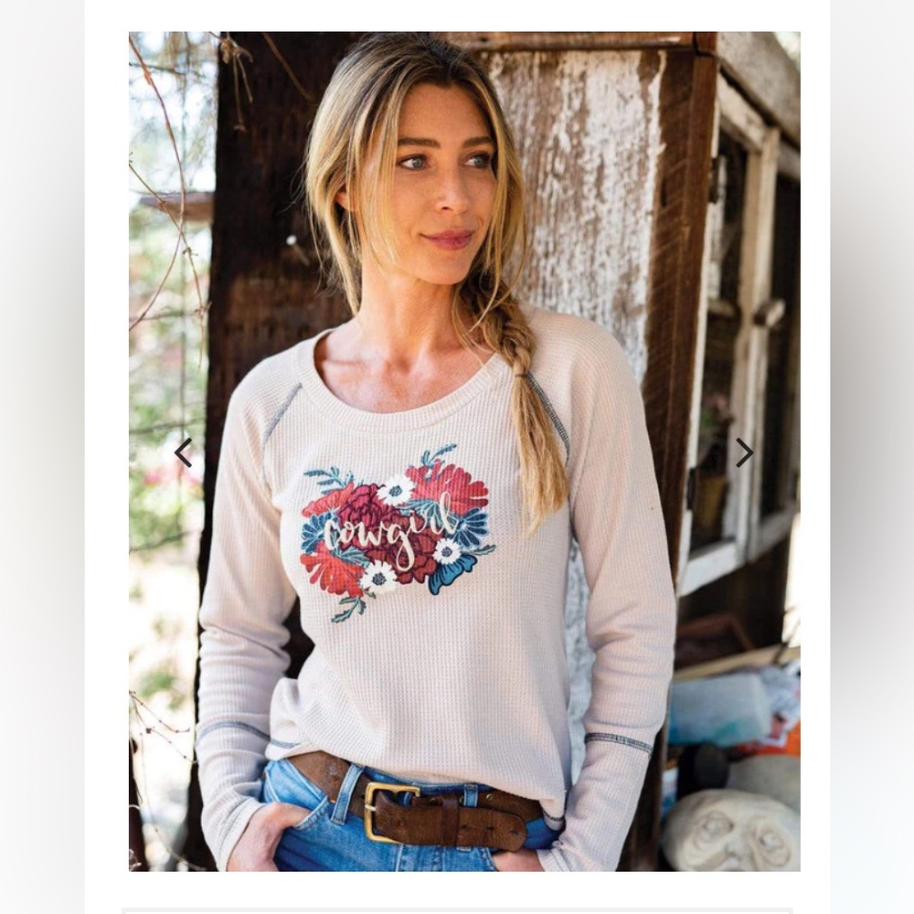 Floral Beige Long Sleeve Top